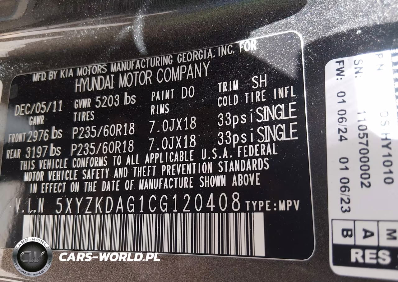 2012 Hyundai Santa Fe Limited V6 VIN:5XYZKDAG1CG120408 - 9