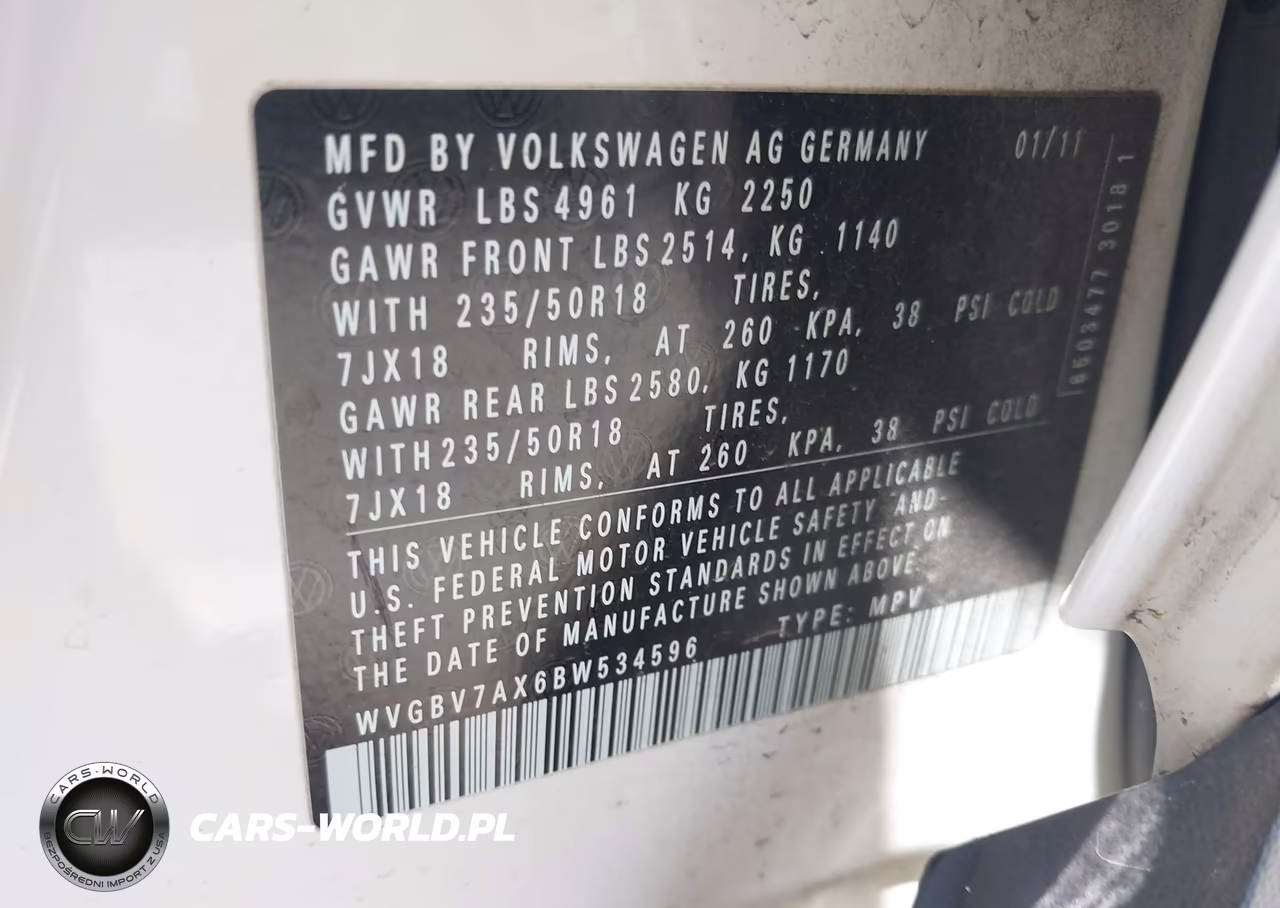 2011 Volkswagen Tiguan Sel VIN:WVGBV7AX6BW534596 - 9