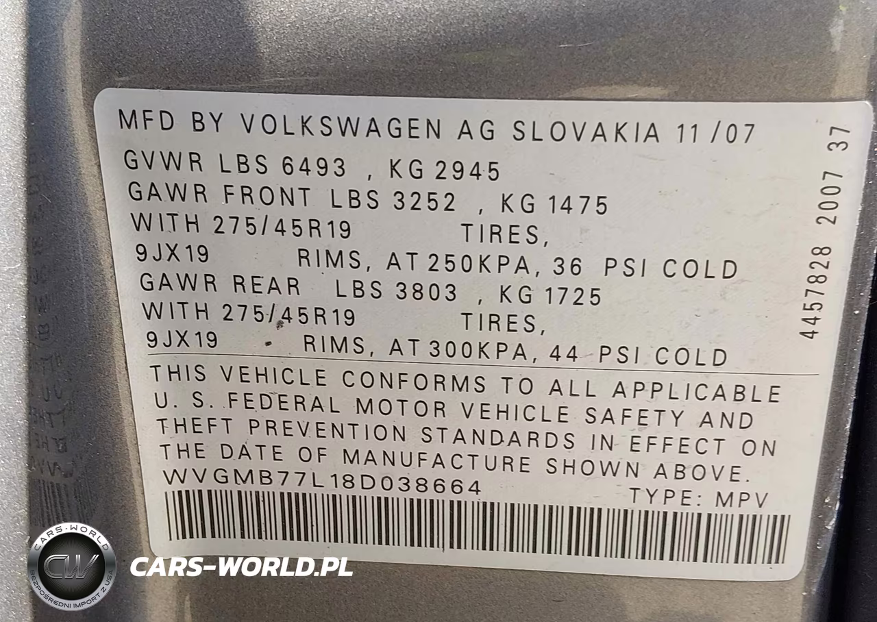 2008 Volkswagen Touareg 2 V8 Fsi VIN:WVGMB77L18D038664 - 9