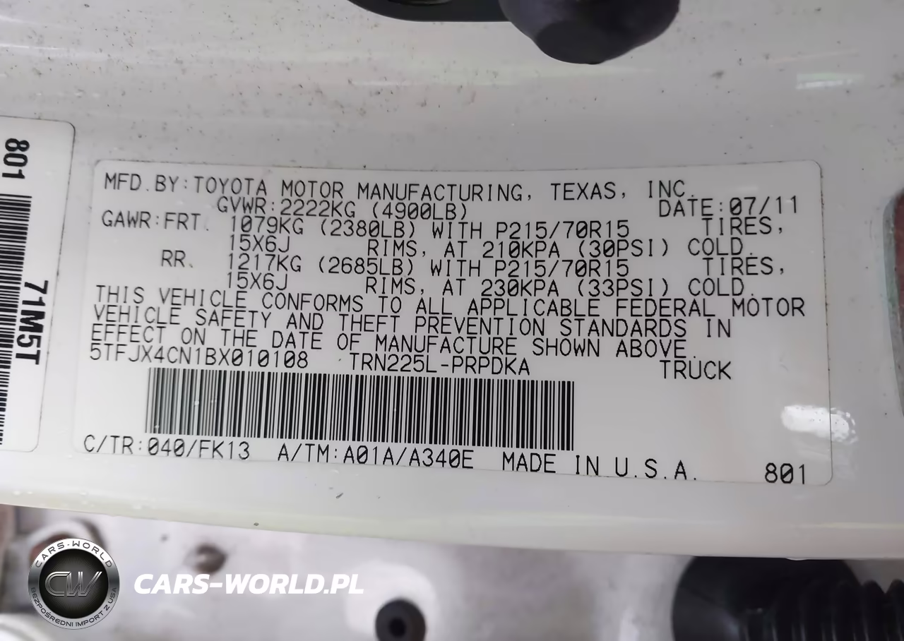 2011 Toyota Tacoma Prerunner VIN:5TFJX4CN1BX010108 - 9