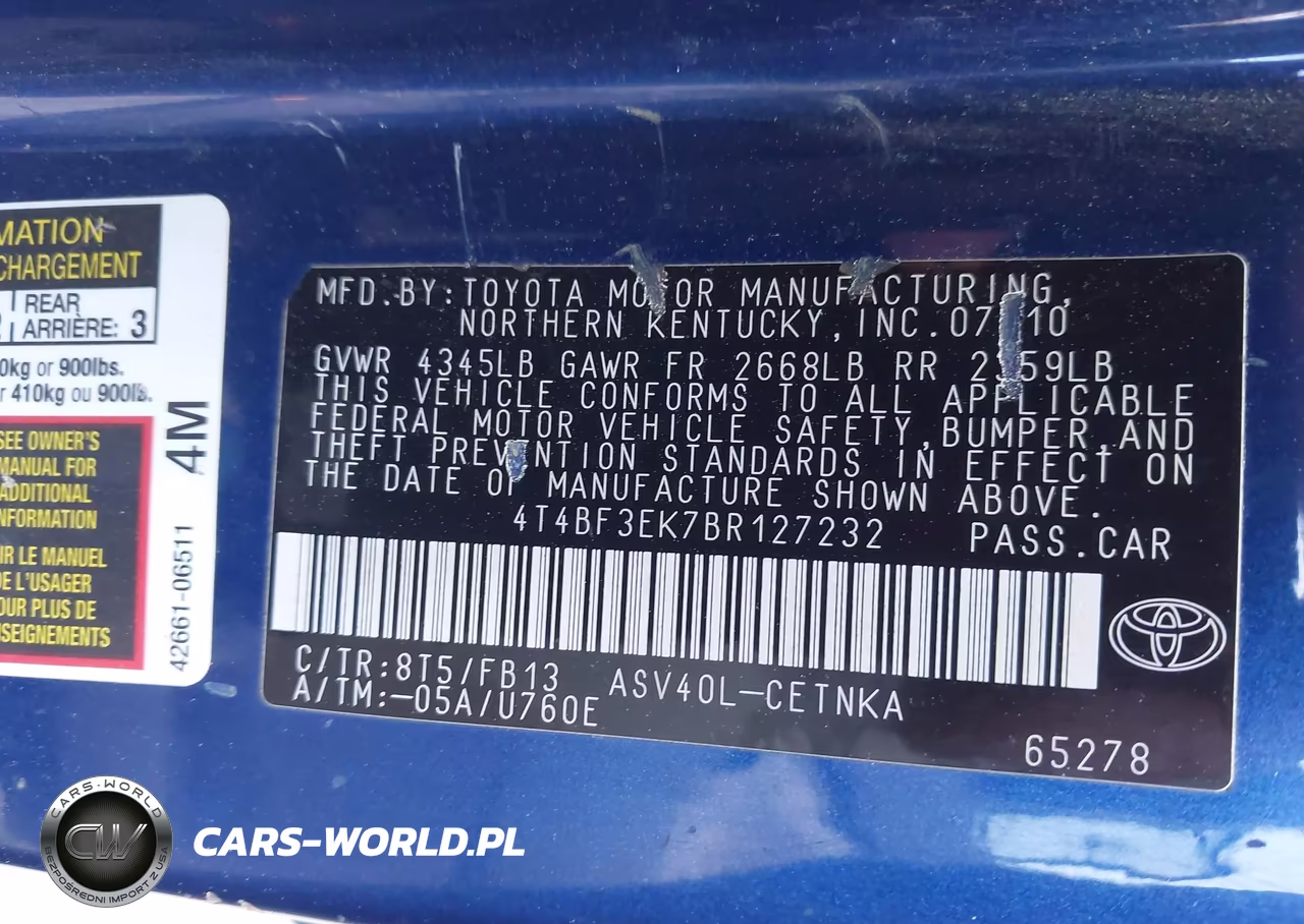 2011 Toyota Camry VIN:4T4BF3EK7BR127232 - 9