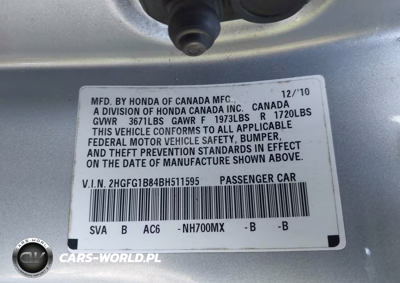 2011 Honda Civic Ex VIN:2HGFG1B84BH511595 - 9