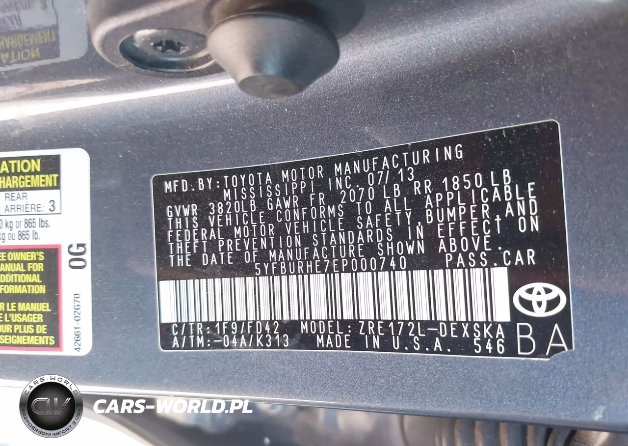 2014 Toyota Corolla S VIN:5YFBURHE7EP000740 - 9
