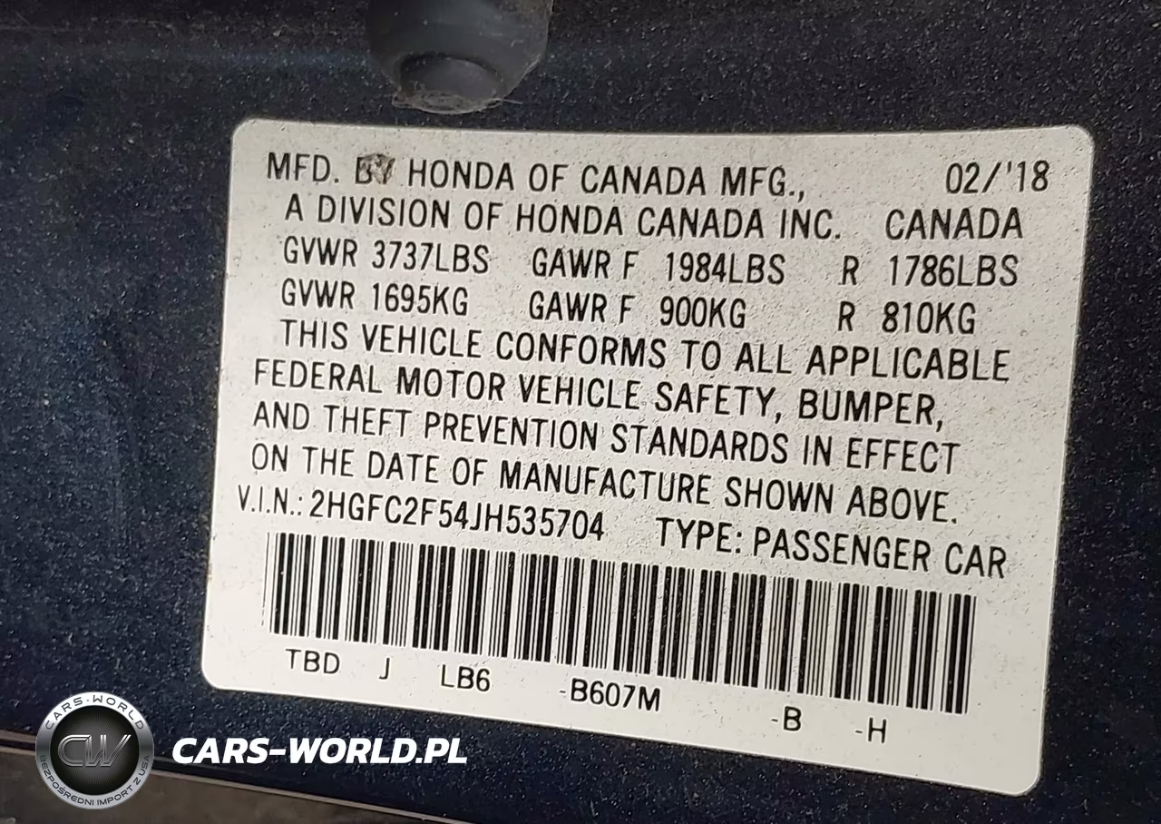 2018 Honda Civic Lx VIN:2HGFC2F54JH535704 - 9