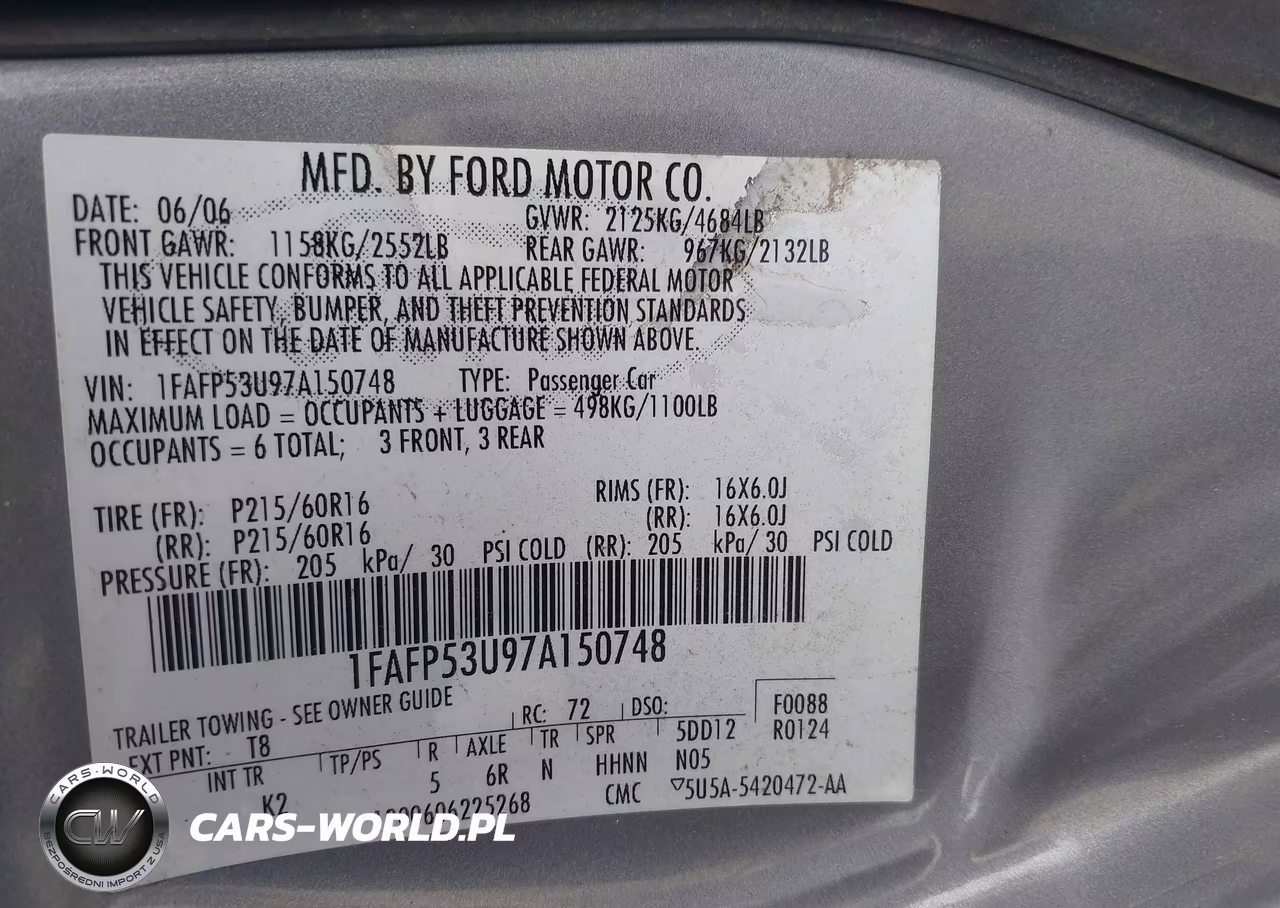 2007 Ford Taurus Se VIN:1FAFP53U97A150748 - 9