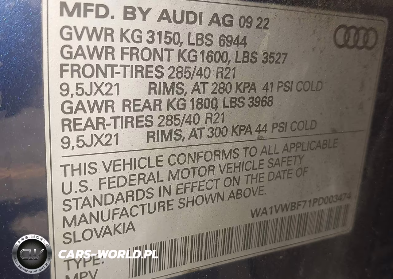2023 Audi Sq7 Prestige Tfsi Quattro Tiptronic VIN:WA1VWBF71PD003474 - 9
