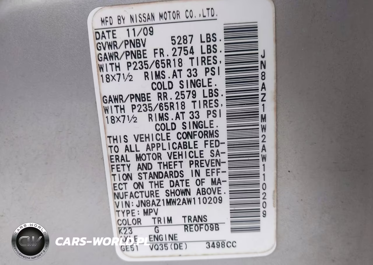 2010 Nissan Murano Sl VIN:JN8AZ1MW2AW110209 - 9