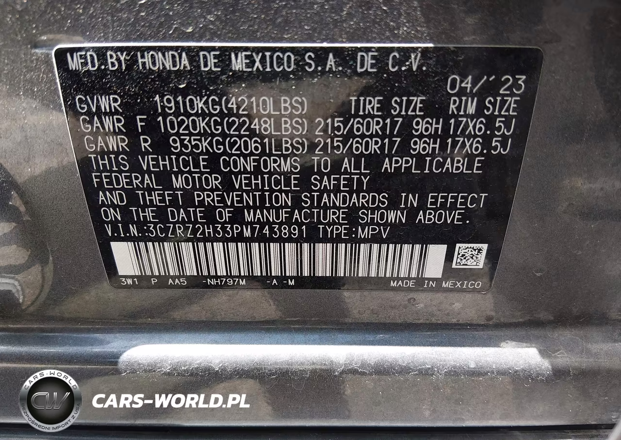 2023 Honda Hr-V Awd Lx VIN:3CZRZ2H33PM743891 - 9
