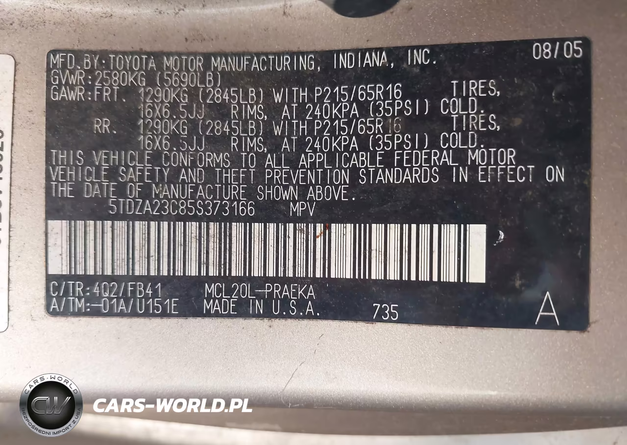 2005 Toyota Sienna Le VIN:5TDZA23C85S373166 - 9