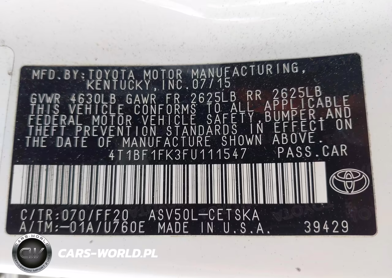 2015 Toyota Camry Se VIN:4T1BF1FK3FU111547 - 9
