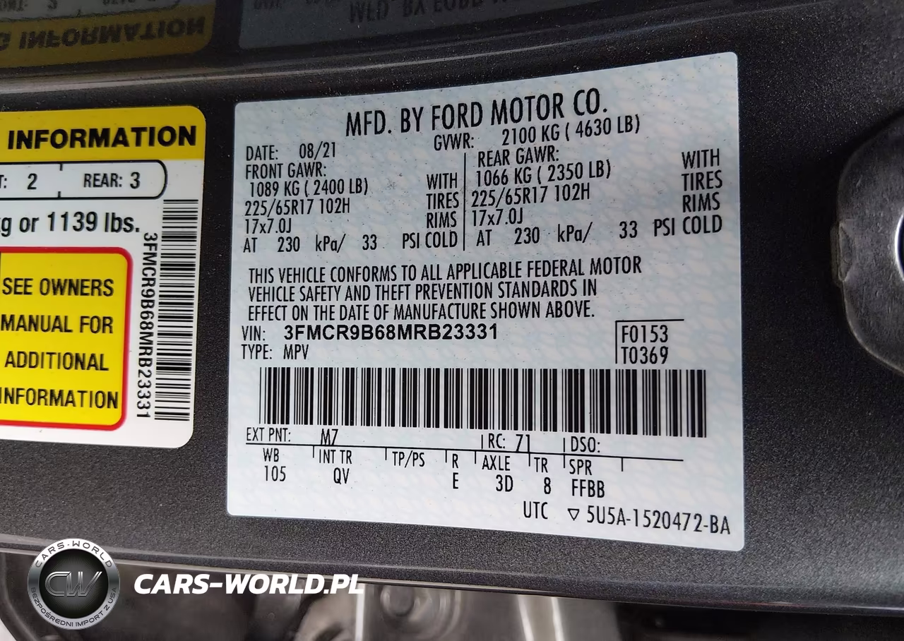 2021 Ford Bronco Sport Big Bend VIN:3FMCR9B68MRB23331 - 9