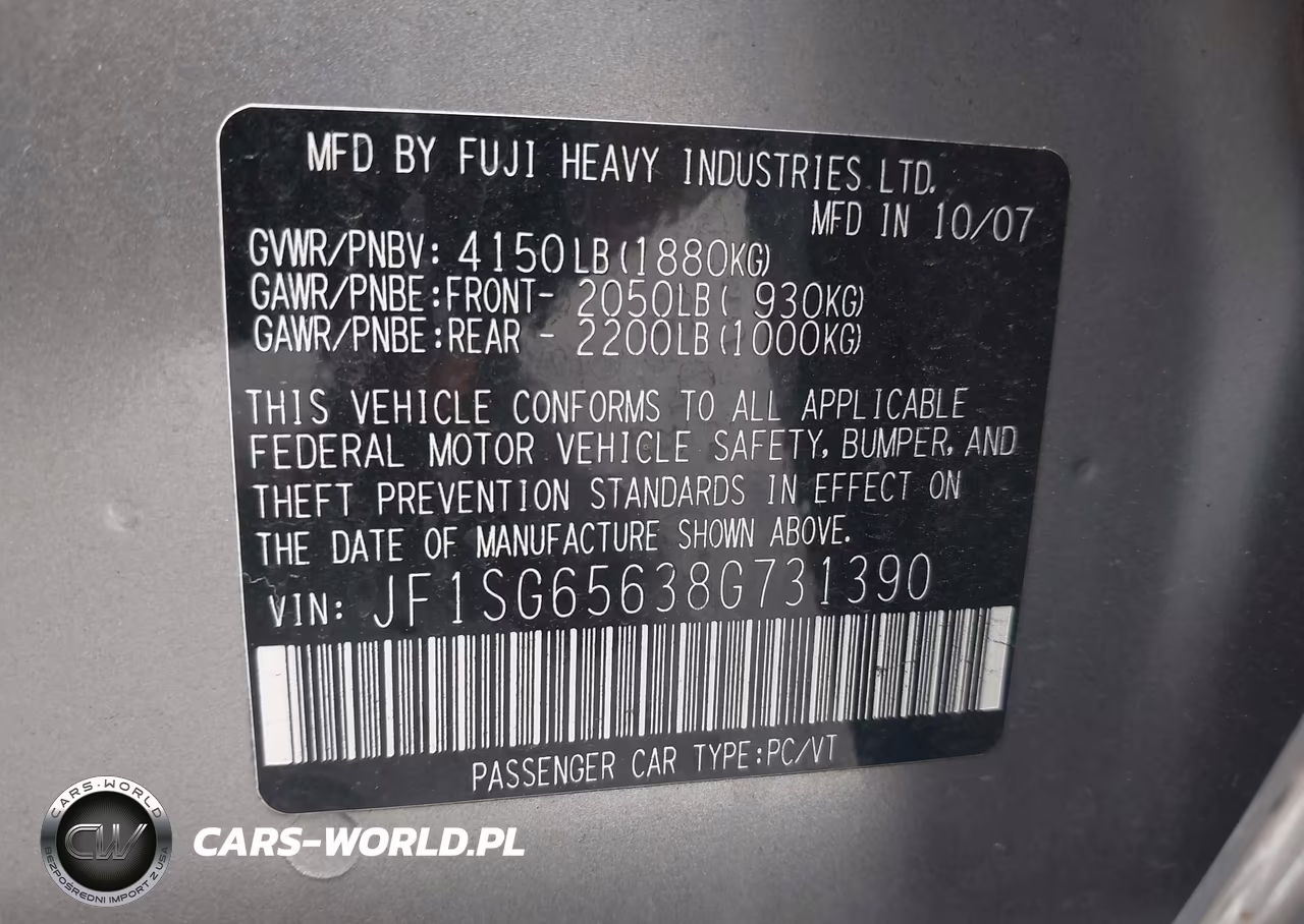 2008 Subaru Forester 2.5X VIN:JF1SG65638G731390 - 9