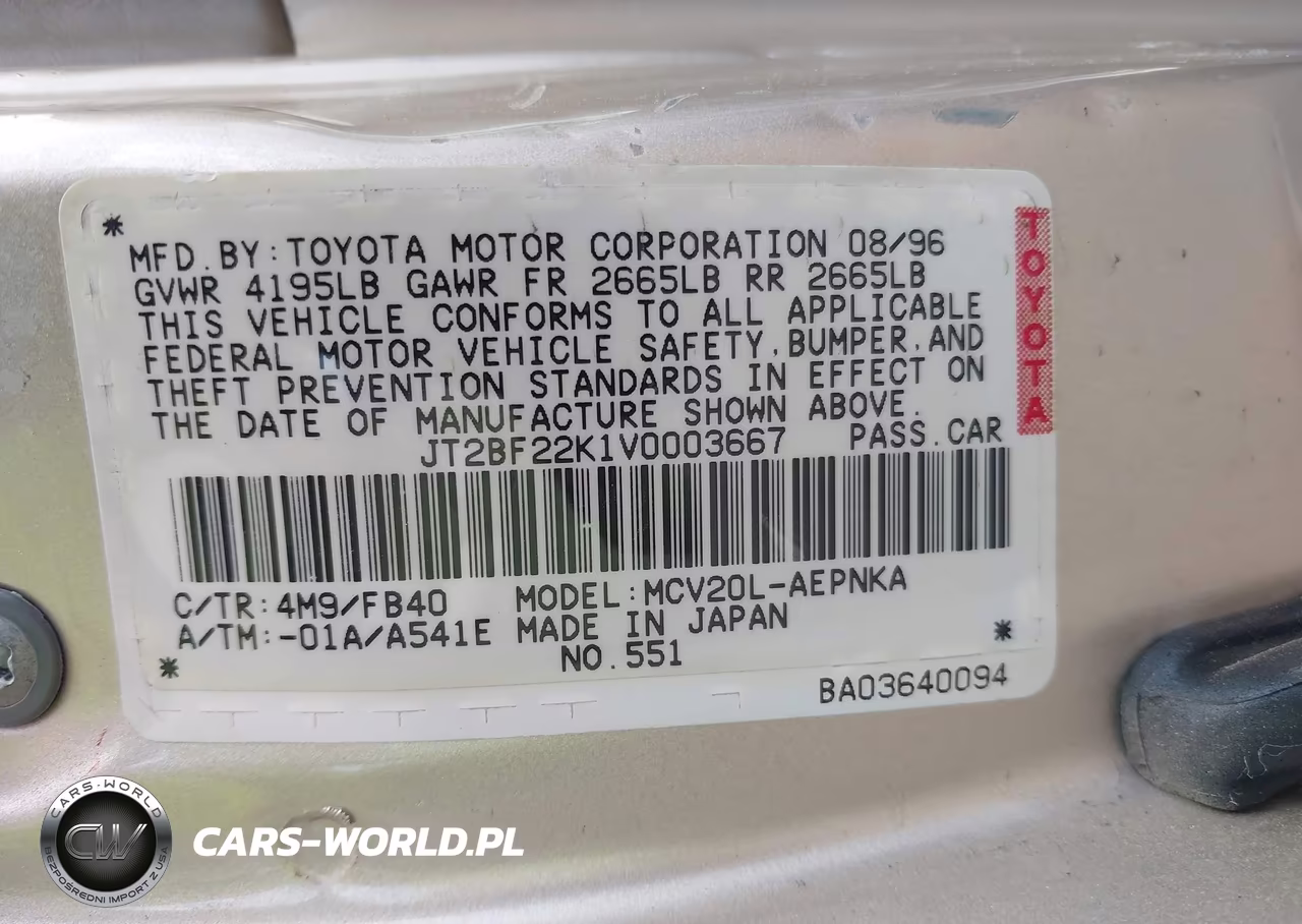 1997 Toyota Camry Le V6-Xle V6 VIN:JT2BF22K1V0003667 - 9