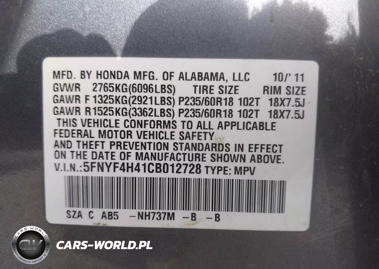 2012 Honda Pilot Ex VIN:5FNYF4H41CB012728 - 9