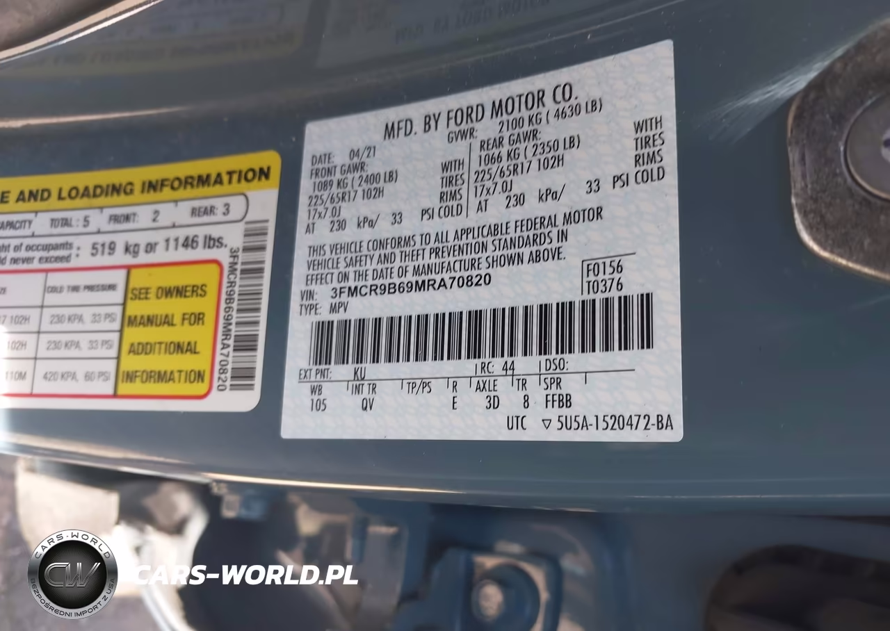 2021 Ford Bronco Sport Big Bend VIN:3FMCR9B69MRA70820 - 9