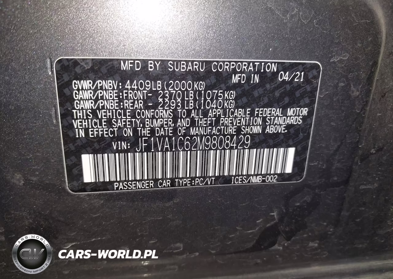 2021 Subaru Wrx Premium VIN:JF1VA1C62M9808429 - 9