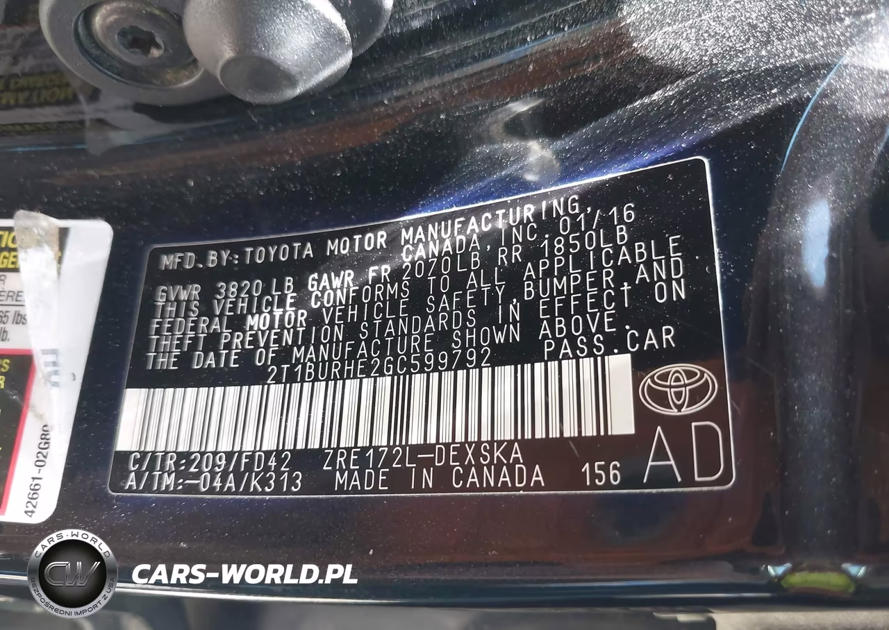 2016 Toyota Corolla S Plus VIN:2T1BURHE2GC599792 - 9