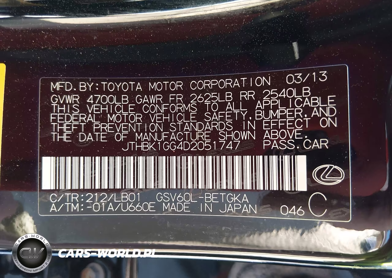 2013 Lexus Es 350 VIN:JTHBK1GG4D2051747 - 9