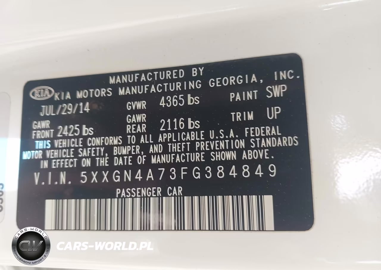 2015 Kia Optima Ex VIN:5XXGN4A73FG384849 - 9