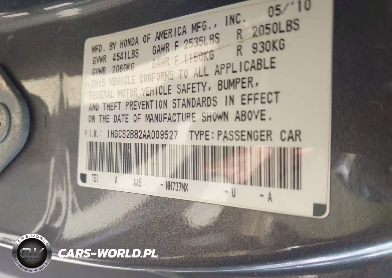 2010 Honda Accord 3.5 Ex-L VIN:1HGCS2B82AA009527 - 9