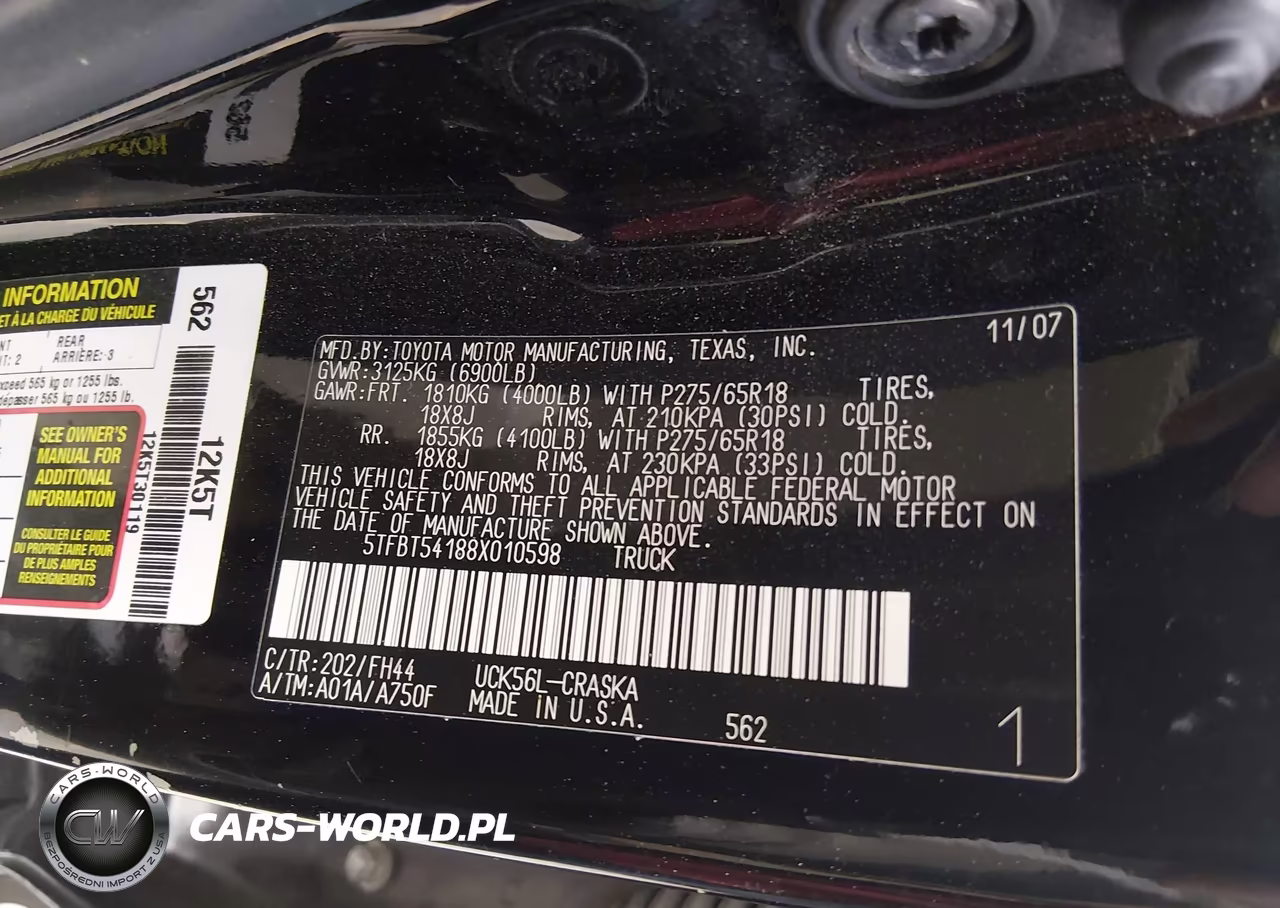 2008 Toyota Tundra Sr5 4.7L V8 VIN:5TFBT54188X010598 - 9