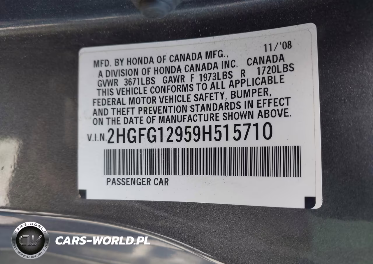 2009 Honda Civic Ex-L VIN:2HGFG12959H515710 - 9