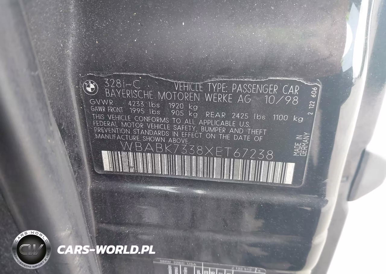 1999 BMW 328Ic VIN:WBABK7338XET67238 - 9