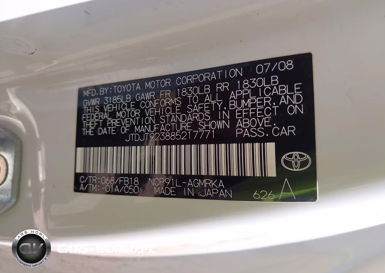 2008 Toyota Yaris VIN:JTDJT923885217771 - 9