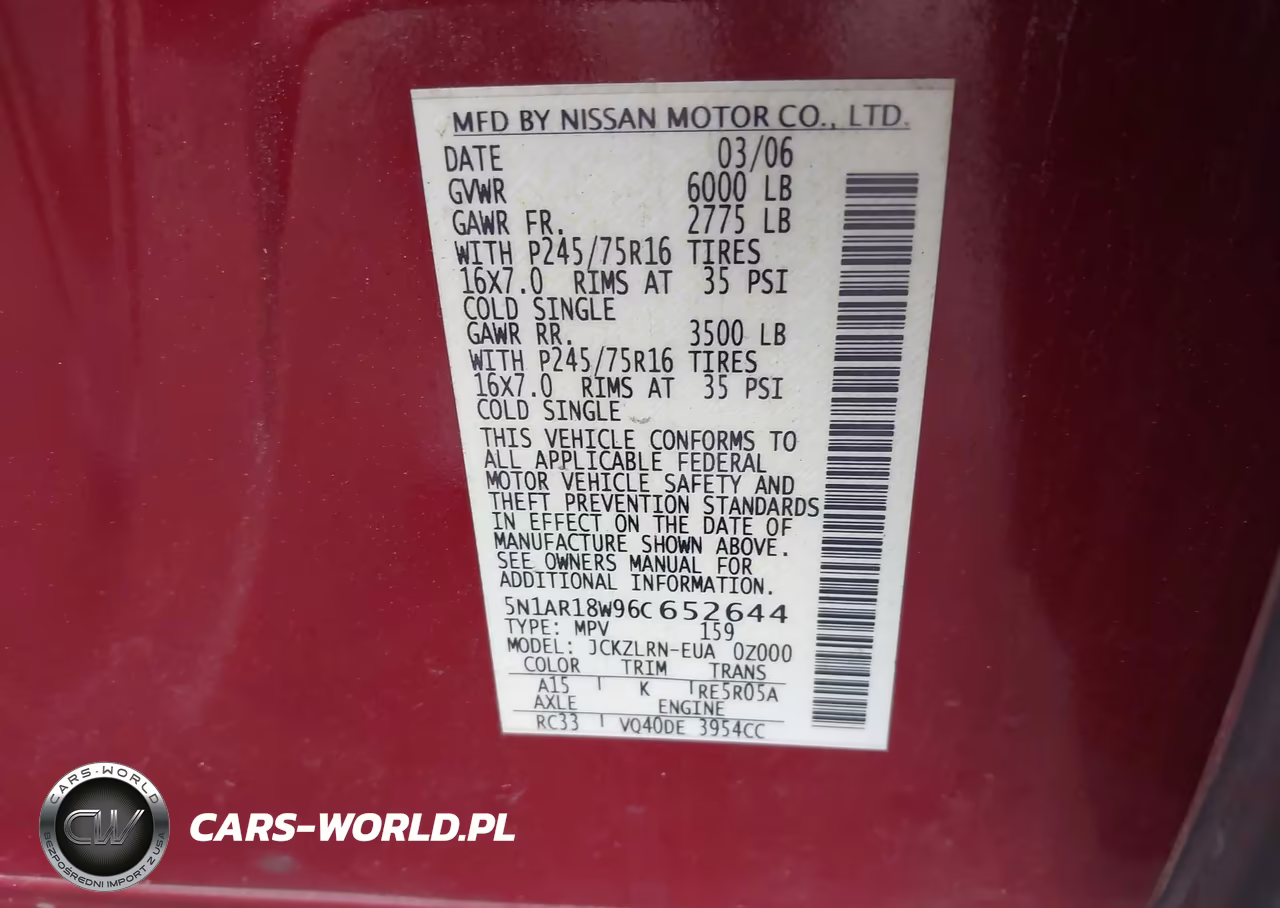 2006 Nissan Pathfinder S VIN:5N1AR18W96C652644 - 9