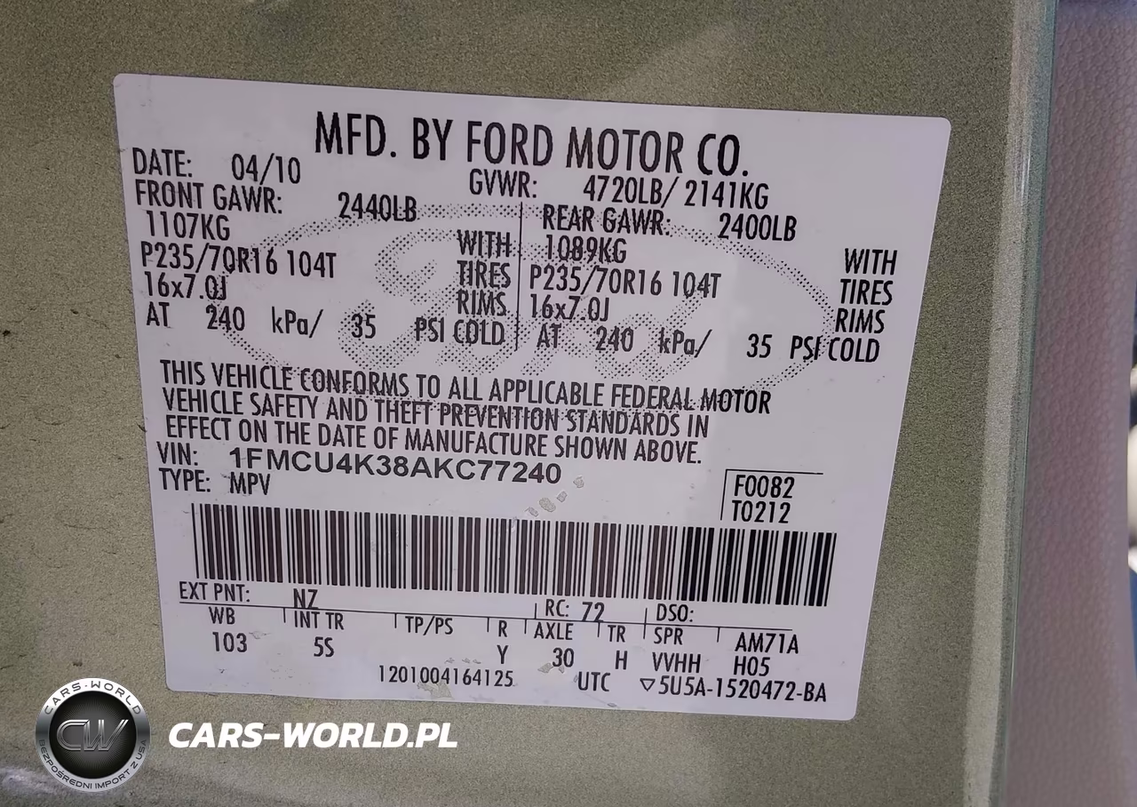 2010 Ford Escape Hybrid Limited VIN:1FMCU4K38AKC77240 - 9