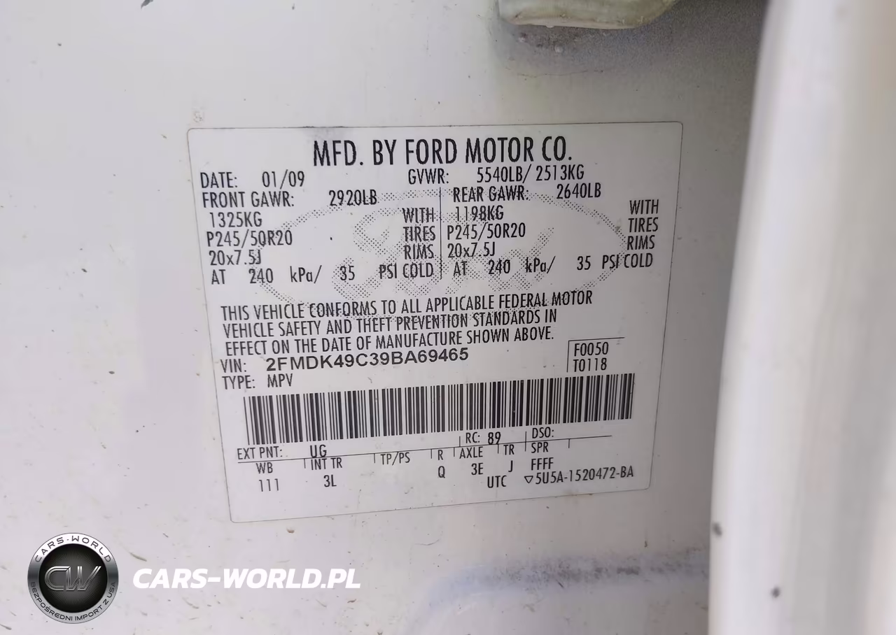 2009 Ford Edge Limited VIN:2FMDK49C39BA69465 - 9