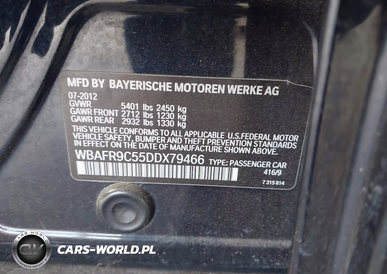 2013 BMW 550I VIN:WBAFR9C55DDX79466 - 9