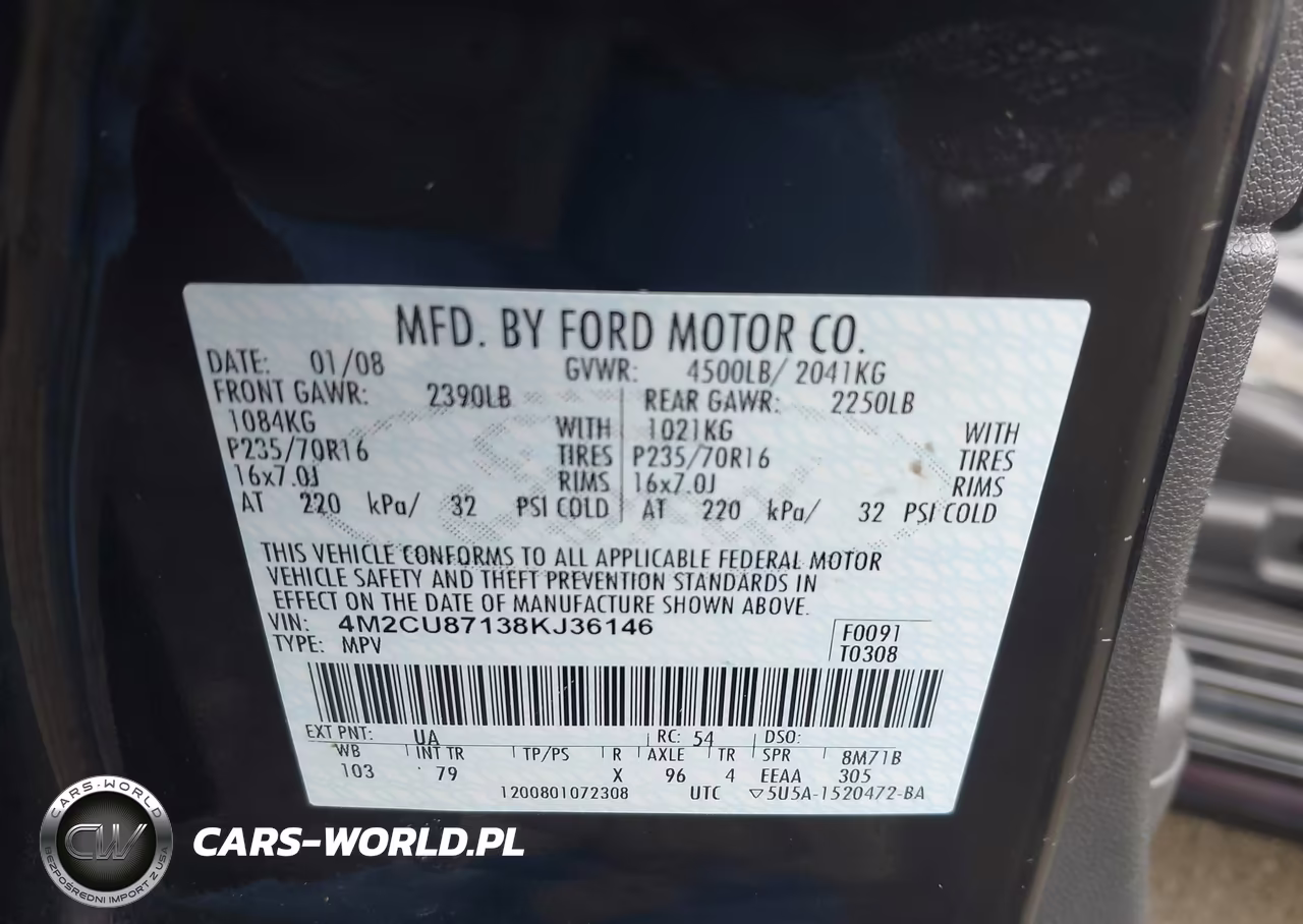 2008 Mercury Mariner Premier VIN:4M2CU87138KJ36146 - 9