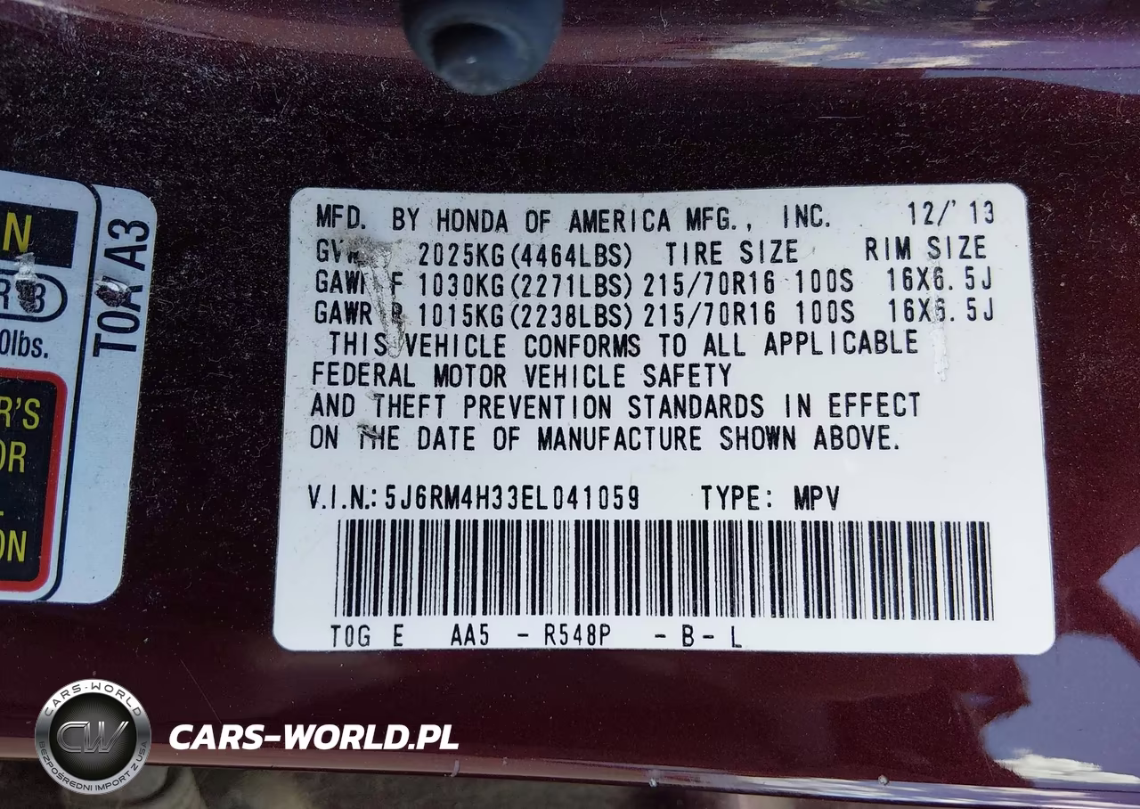 2014 Honda Cr-V Lx VIN:5J6RM4H33EL041059 - 7