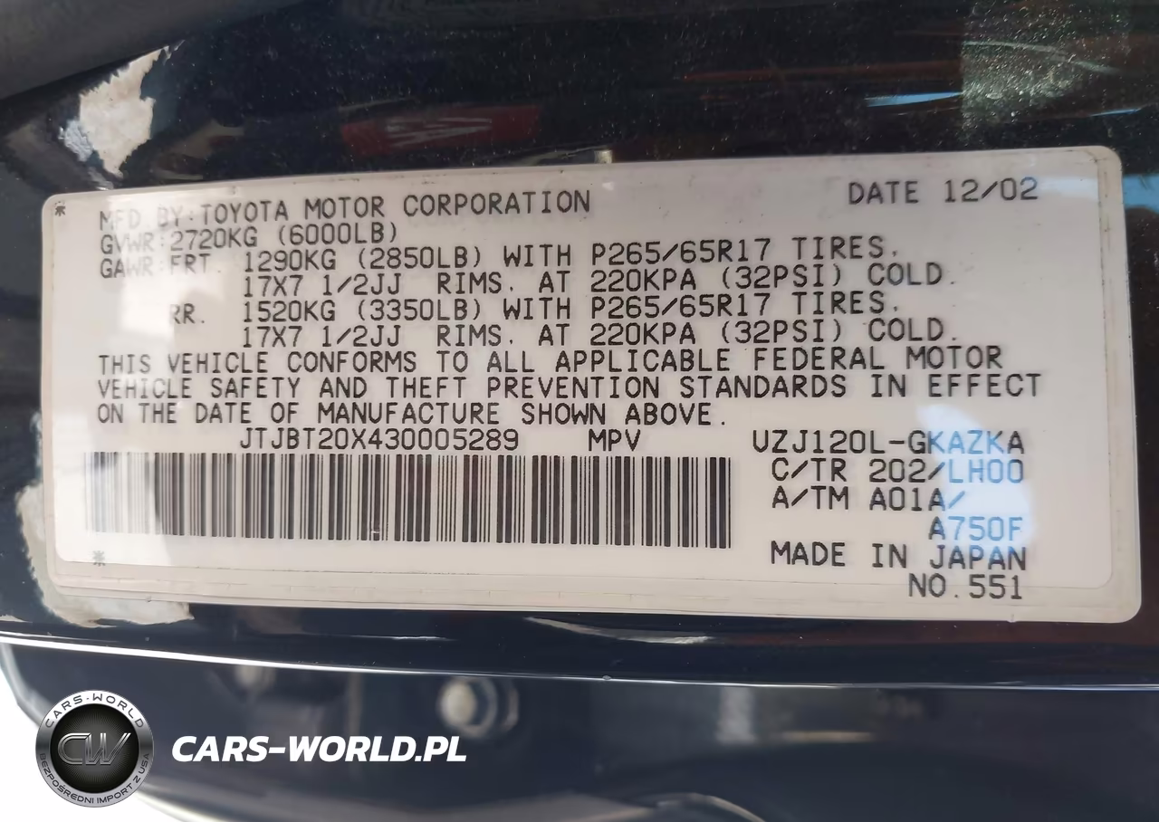 2003 Lexus Gx 470 VIN:JTJBT20X430005289 - 9