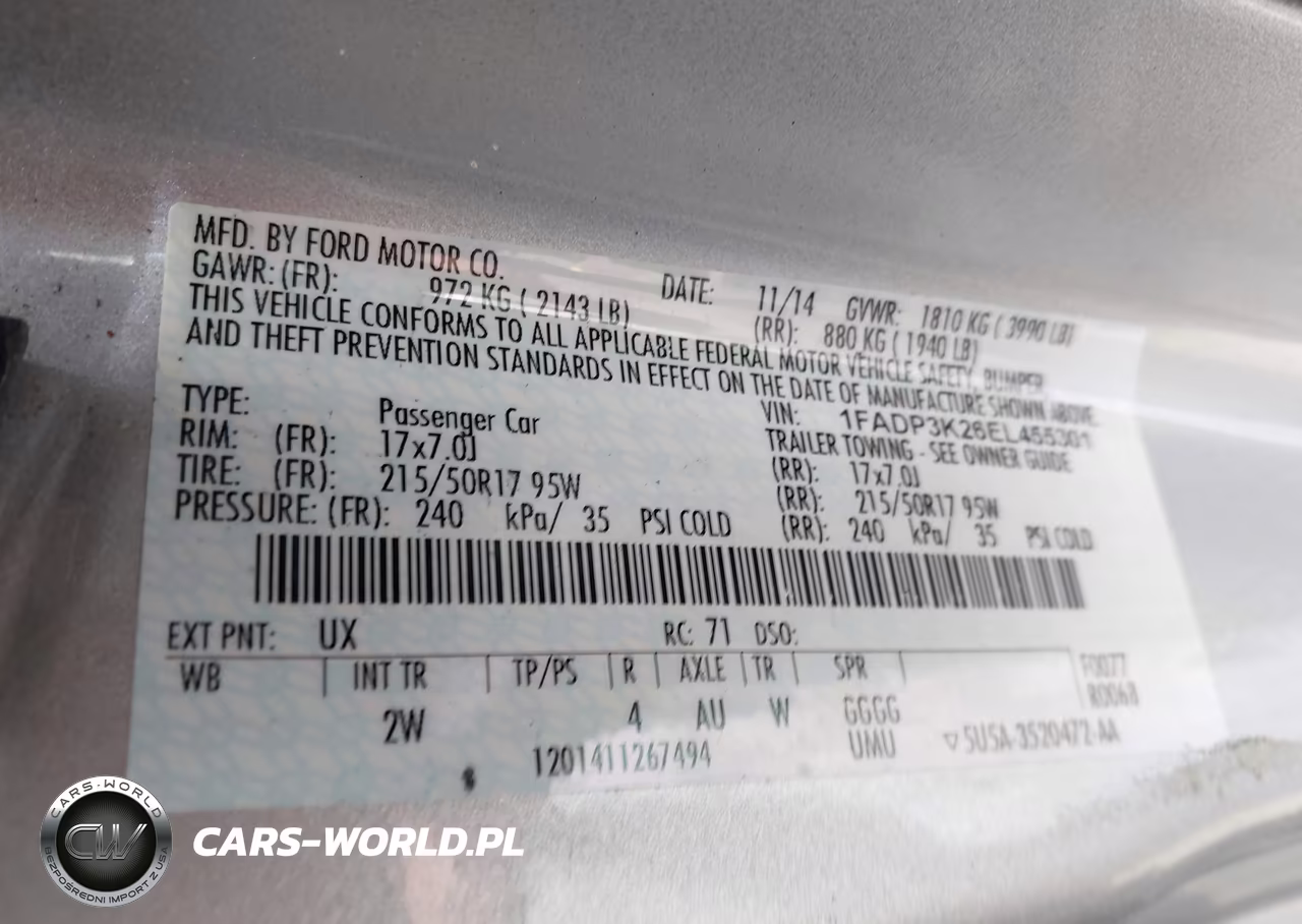 2014 Ford Focus Se VIN:1FADP3K26EL455301 - 9