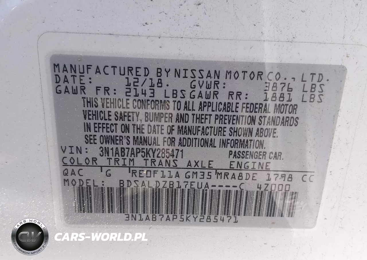 2019 Nissan Sentra Sv VIN:3N1AB7AP5KY285471 - 9