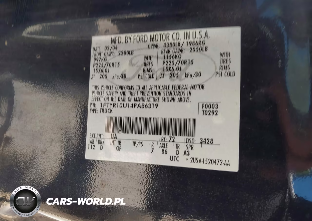 2004 Ford Ranger Edge-Xl-Xlt VIN:1FTYR10U14PA86319 - 9