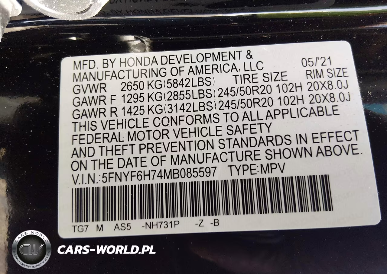 2021 Honda Pilot Awd Black Edition VIN:5FNYF6H74MB085597 - 9