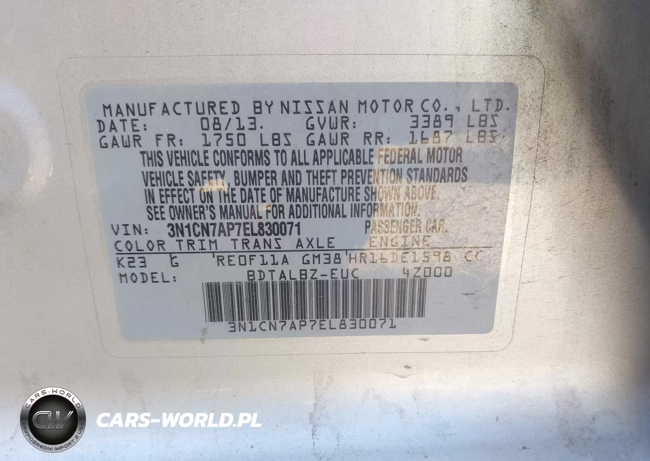 2014 Nissan Versa 1.6 Sv VIN:3N1CN7AP7EL830071 - 9
