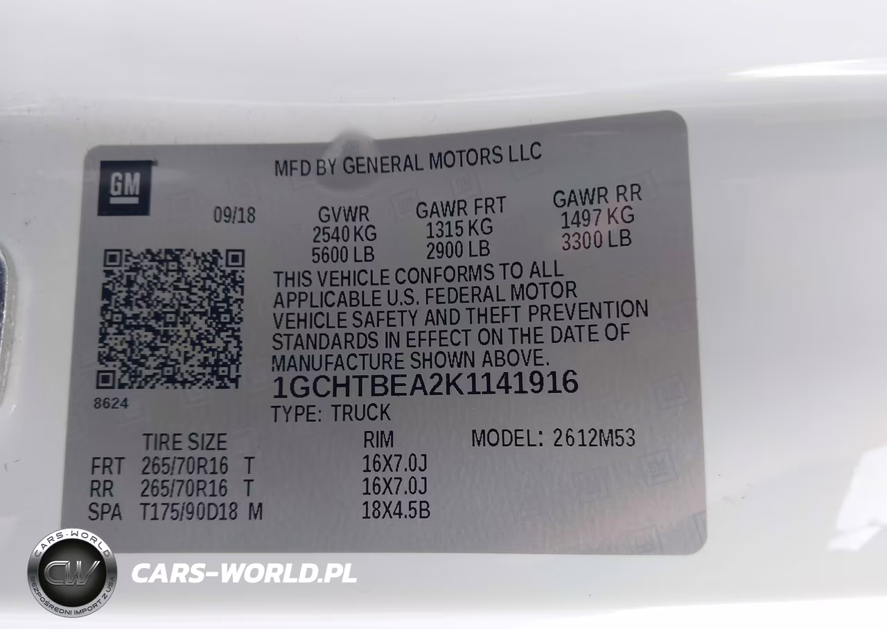 2019 Chevrolet Colorado Wt VIN:1GCHTBEA2K1141916 - 9