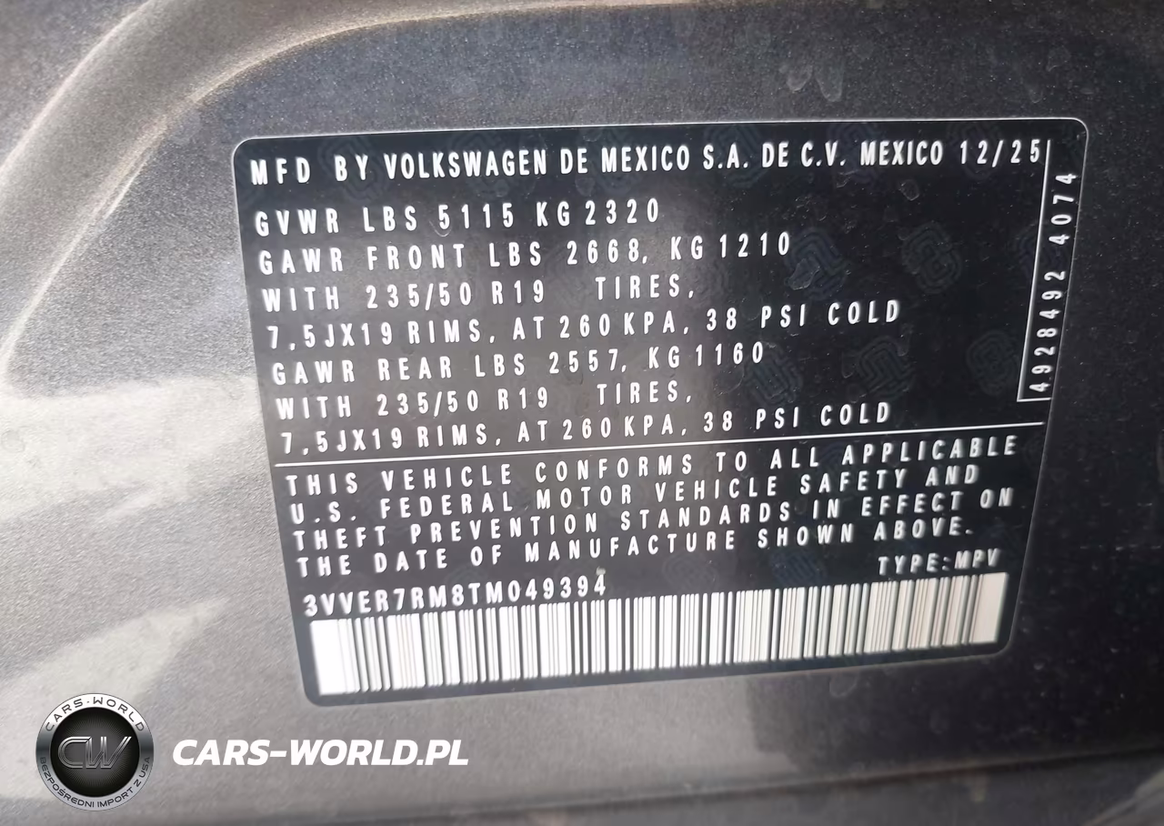 2026 Volkswagen Tiguan Se VIN:3VVER7RM8TM049394 - 9