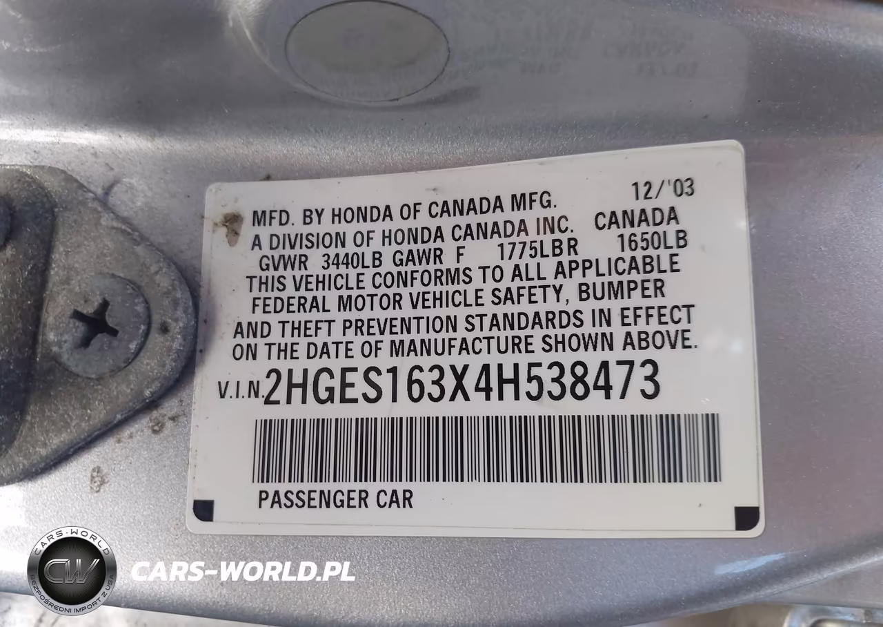 2004 Honda Civic Vp VIN:2HGES163X4H538473 - 9