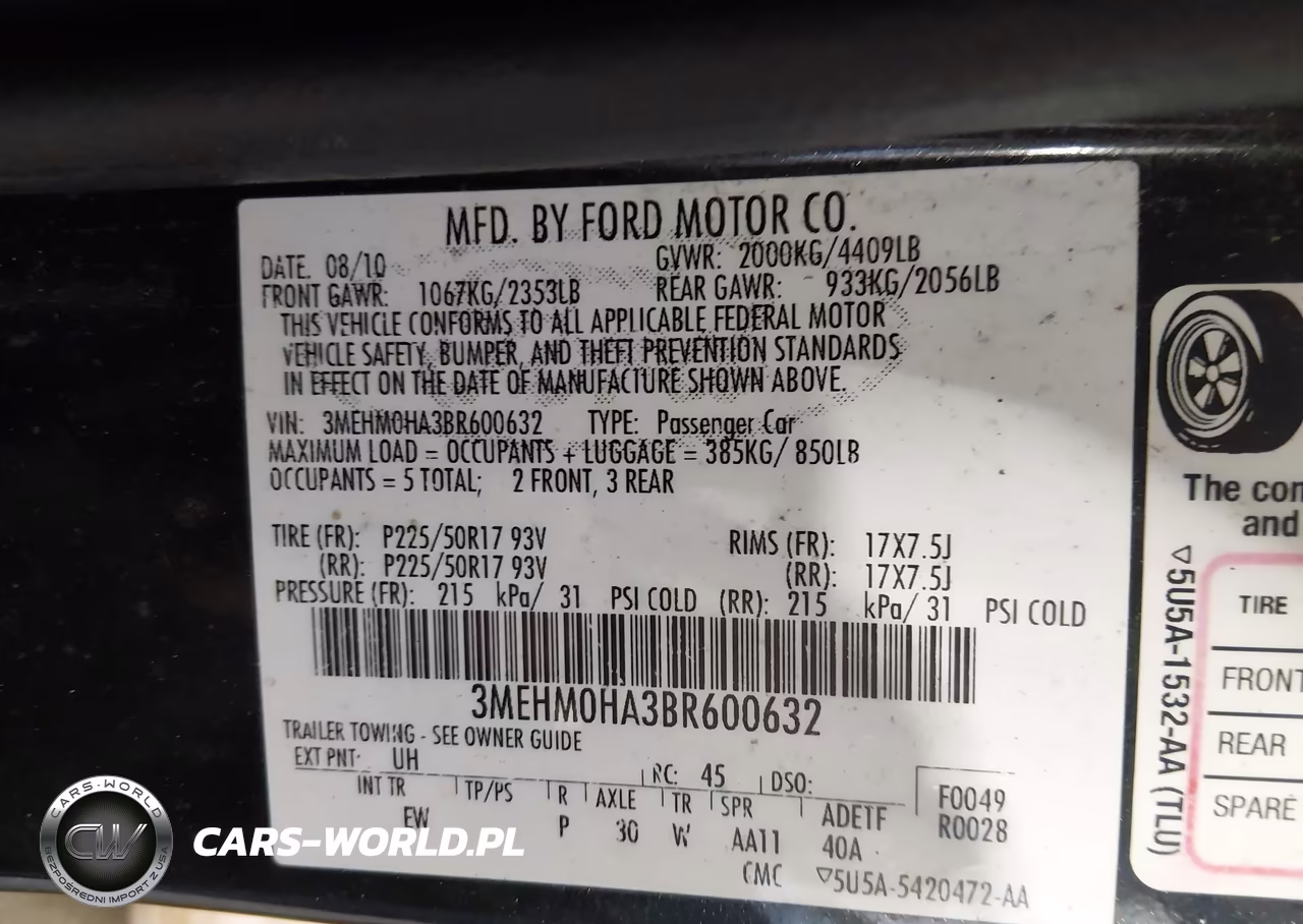 2011 Mercury Milan VIN:3MEHM0HA3BR600632 - 9