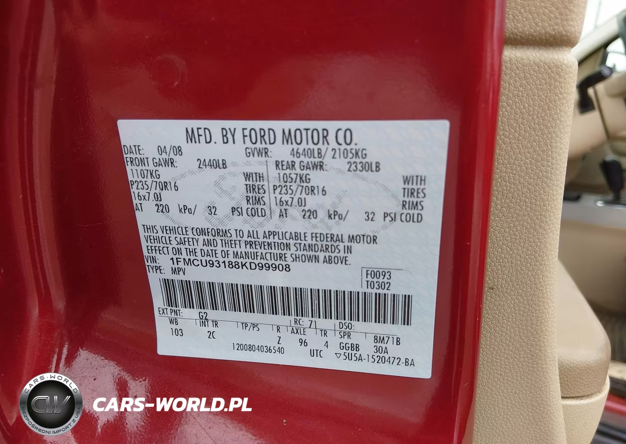 2008 Ford Escape Xlt VIN:1FMCU93188KD99908 - 9