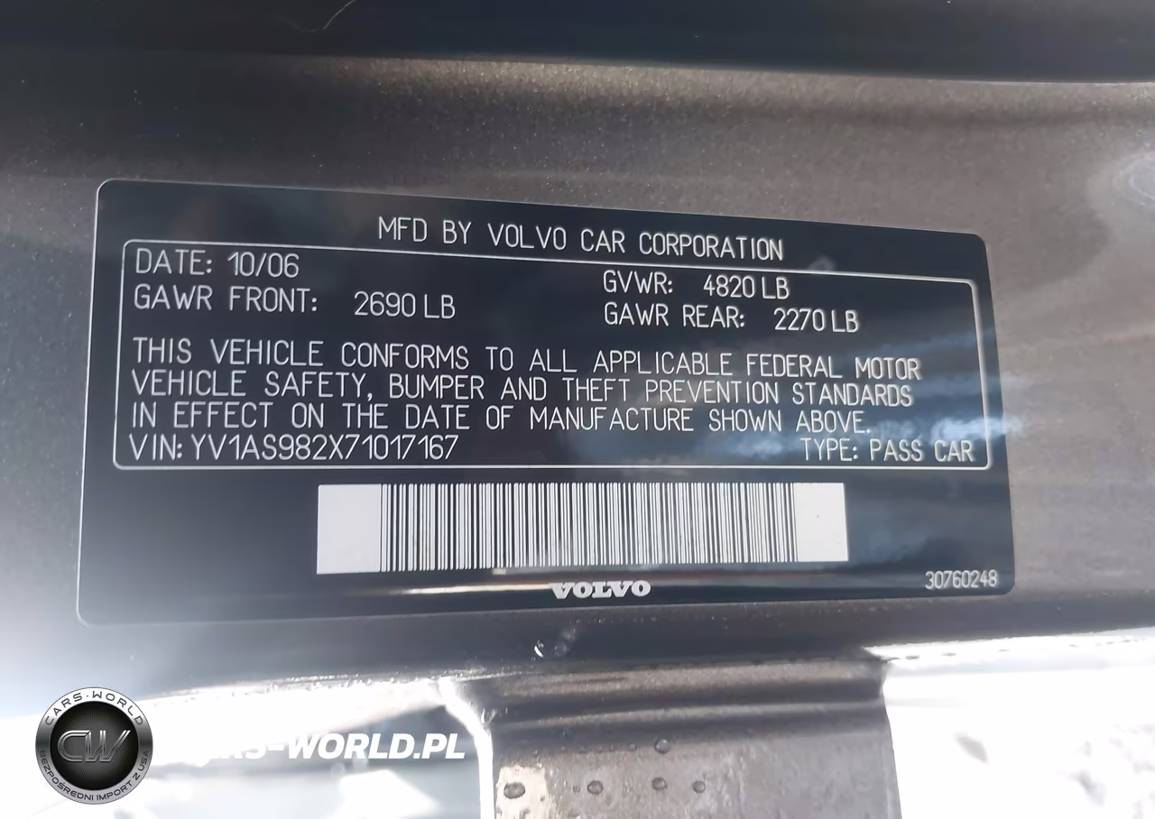 2007 Volvo S80 3.2 VIN:YV1AS982X71017167 - 9