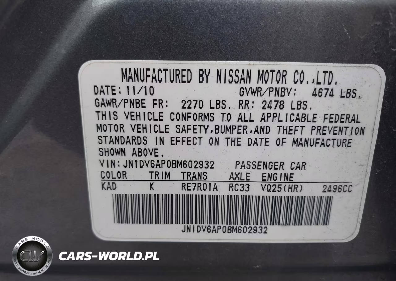 2011 Infiniti G25 VIN:JN1DV6AP0BM602932 - 9