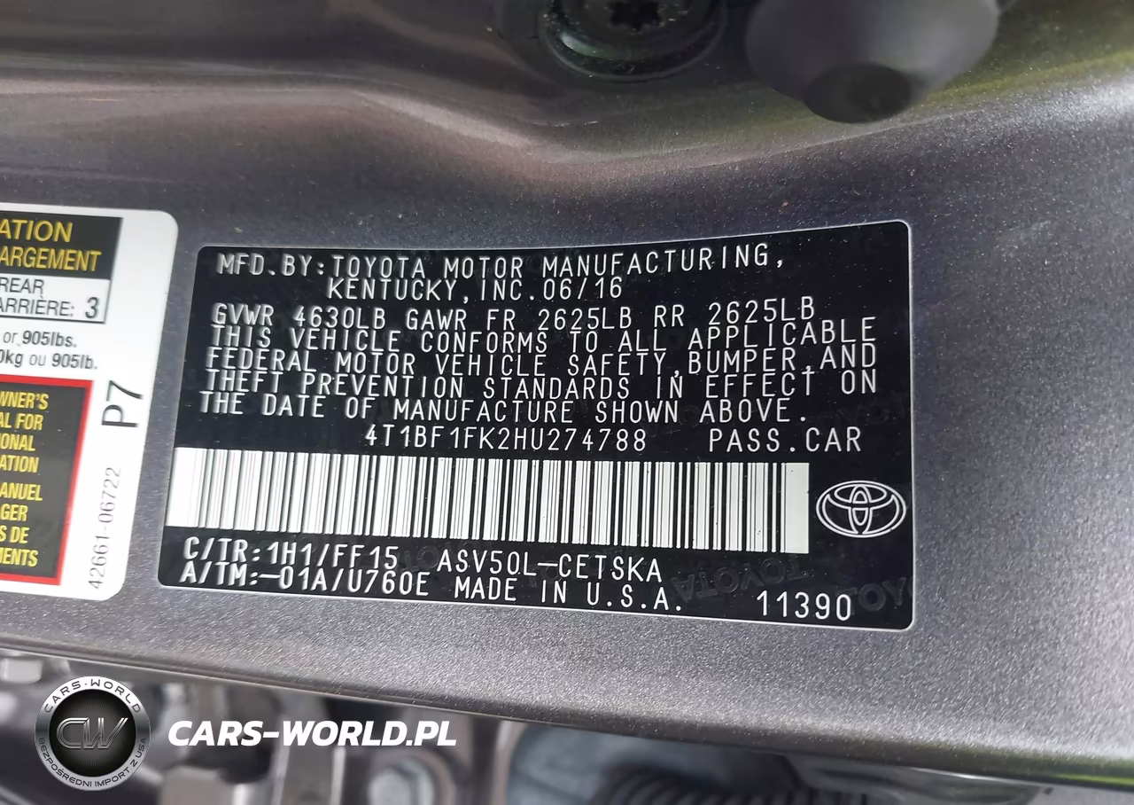 2017 Toyota Camry Se VIN:4T1BF1FK2HU274788 - 9