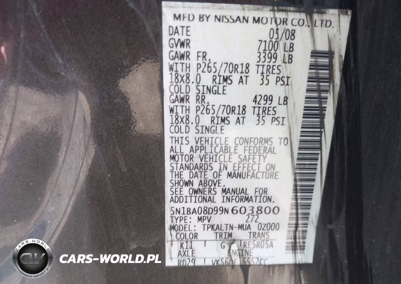 2009 Nissan Armada Se VIN:5N1BA08D99N603800 - 9