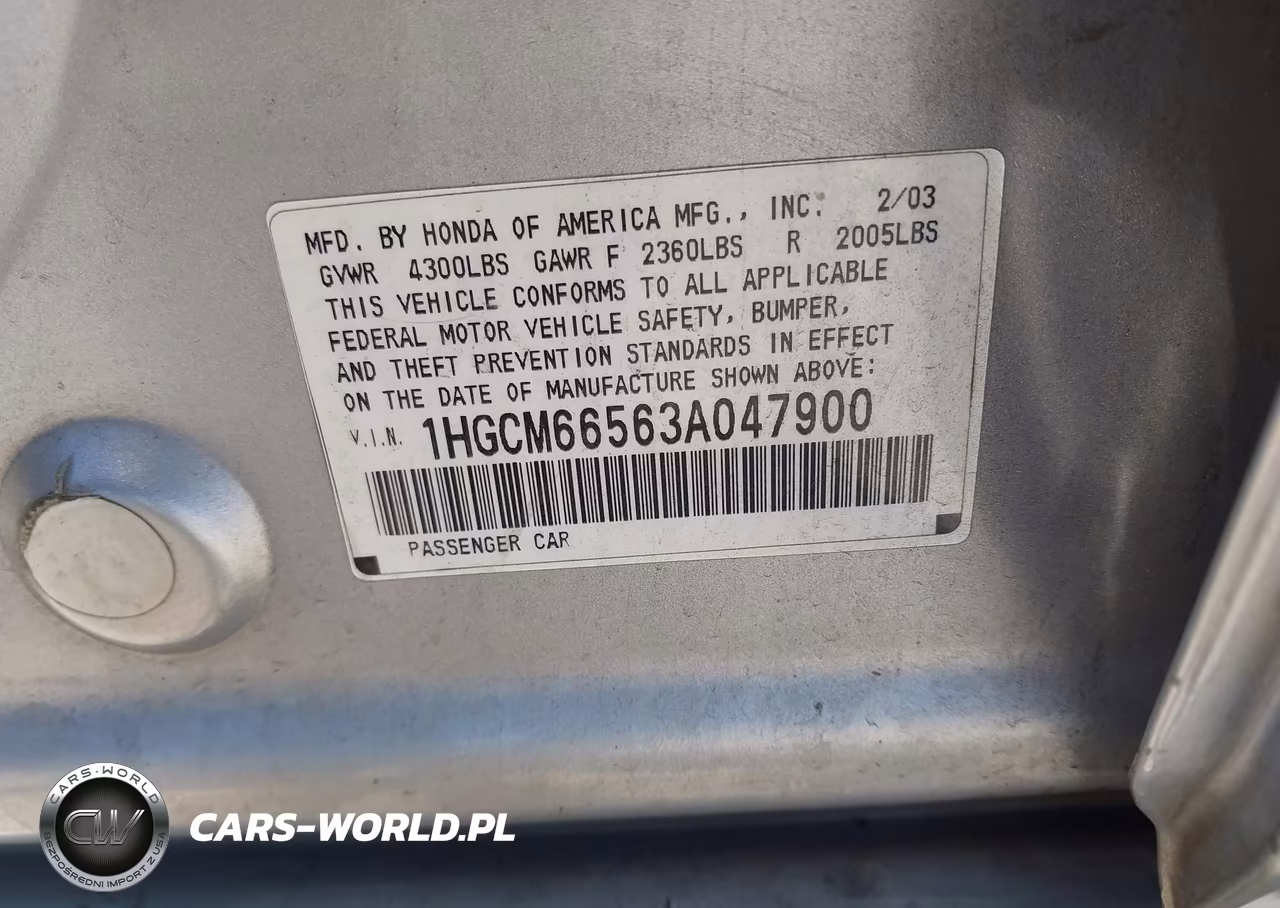 2003 Honda Accord 3.0 Ex VIN:1HGCM66563A047900 - 9